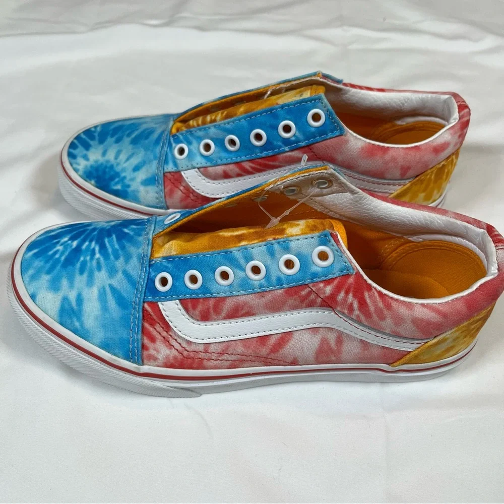 Vans Old School Unisex Juniors Tie Dye Block Multicolor Shoes Sz 4 Missing Lace‎